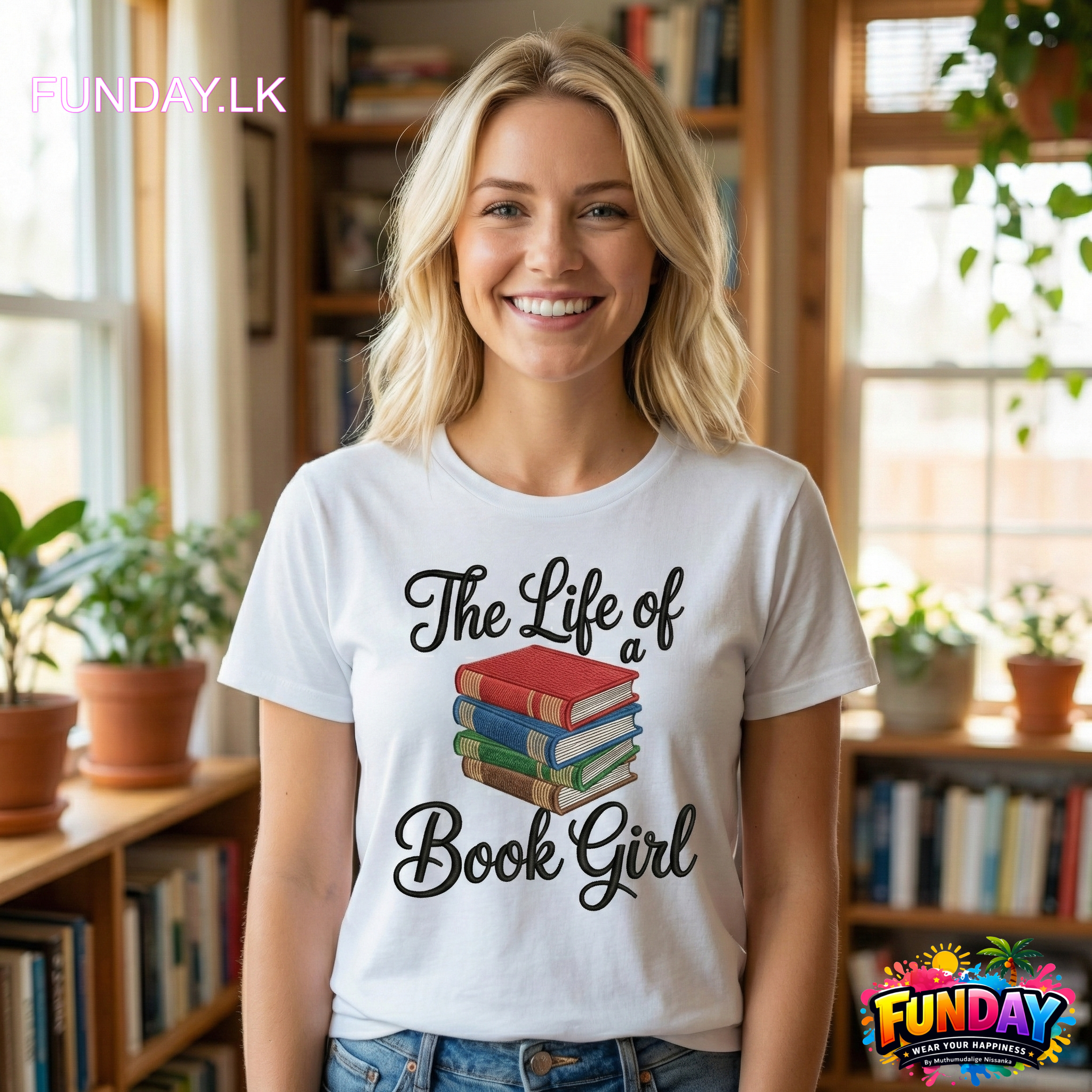A life of book girl TShirt Design Best for girls who love to read by www.funday.lk