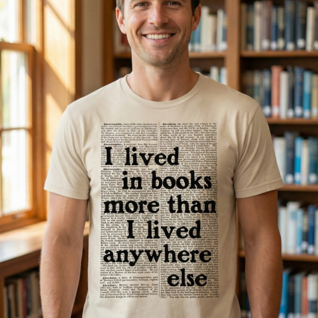 Book reading mid age man - tshirt design for buy online by funday.lk (3)
