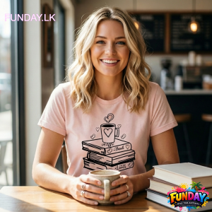 Coffee and love TShirt Design Best for girls who love to read by www.funday.lk