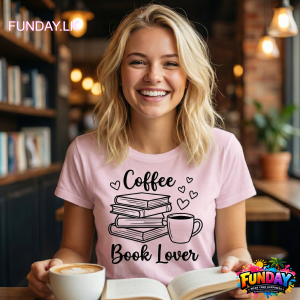 Coffee book lover TShirt Design Best for girls who love to read by www.funday.lk